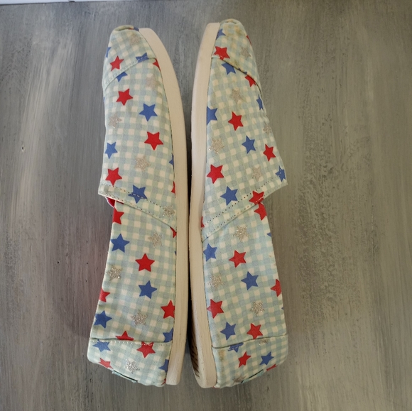 Toms White Blue Gingham Stars Glow In The Dark Alpargata Women's Size 11 - Picture 5 of 16